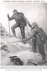 Att klättra på Mount Everest, illustration från Newnes Pictorial Book of Knowledge, ca 1920